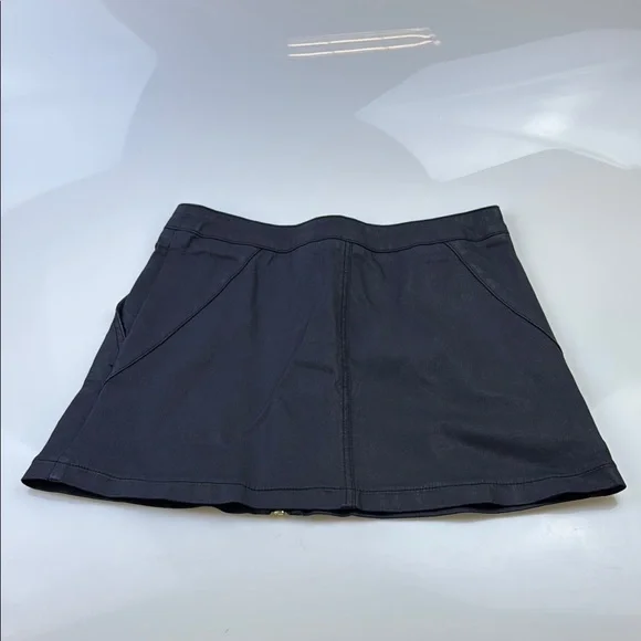 Reiss Black Ruth Coated Denim Zip Up Mini Skirt N279-21 - Picture 4 of 7